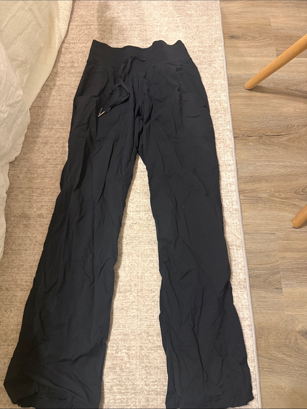 lululemon athletica Black Wide-Leg Knit Pants with Drawstring Waist